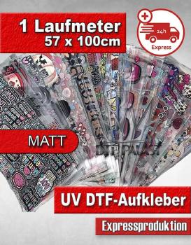 Preview: Premium UV DTF Transfer MATT EXPRESS Rub-On Aufkleber 57 x 100 cm