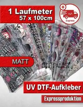 Premium UV DTF Transfer MATT EXPRESS Rub-On Aufkleber 57 x 100 cm