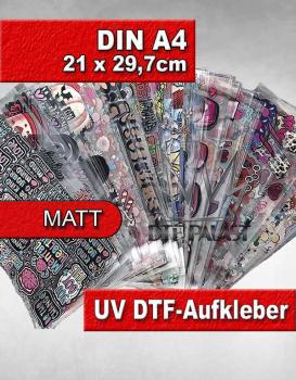 Preview: Premium UV DTF Transfer MATT Rub-On Aufkleber A4 21 x 29,7cm