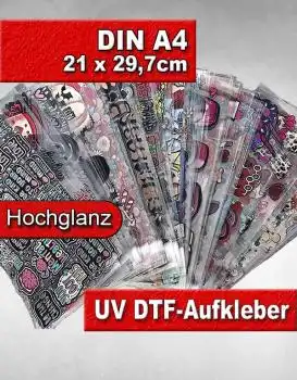 Premium UV DTF Transfer Rub-On Aufkleber A4 21 x 29,7cm