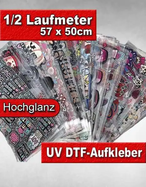 Premium UV DTF Transfer Rub-On Aufkleber 57 x 50 cm