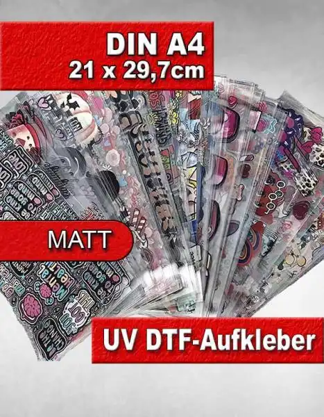 Premium UV DTF Transfer Rub-On Aufkleber A4 21 x 29,7cm